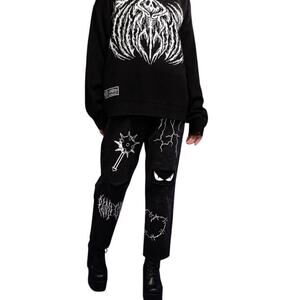 Cool Shirtz “Spooky” Jeans Size 32 Black Graphic Goth Streetwear Skull Denim